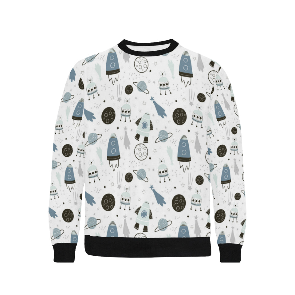 Hand drawn space elements space rocket star planet Men's Crew Neck Sweatshirt