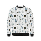 Hand drawn space elements space rocket star planet Men's Crew Neck Sweatshirt