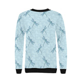 Dragonfly pattern blue background Women's Crew Neck Sweatshirt