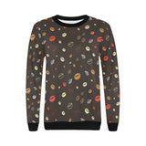 Coffee bean leave pattern Women's Crew Neck Sweatshirt