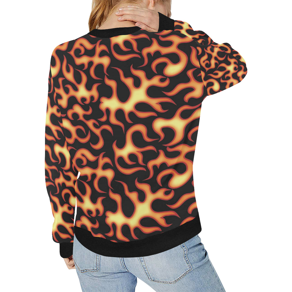 Fire flame dark pattern Women's Crew Neck Sweatshirt
