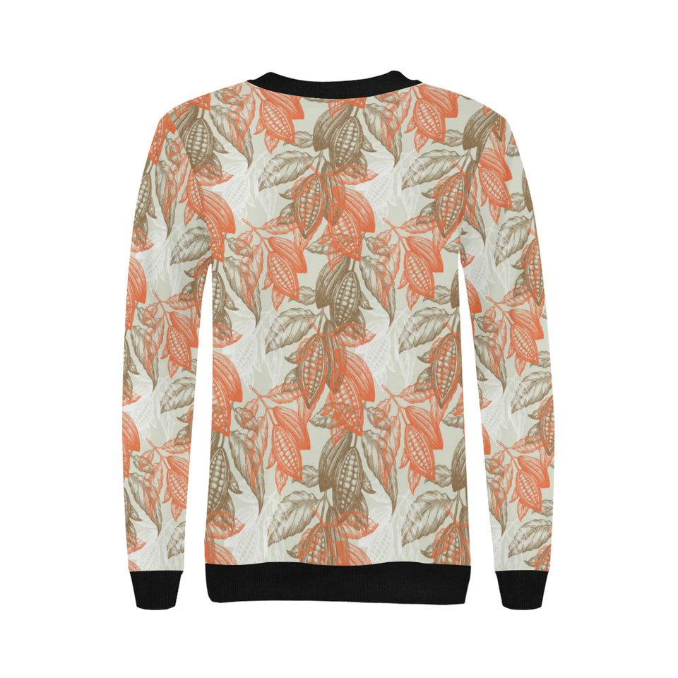 Cocoa beans Cocoa tree pattern Women's Crew Neck Sweatshirt