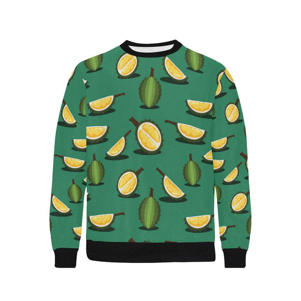 Durian pattern green background Men's Crew Neck Sweatshirt