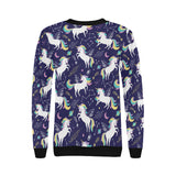 Hand drawn cute unicorn star planet Women's Crew Neck Sweatshirt