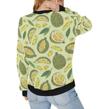 Durian leaves pattern background Women's Crew Neck Sweatshirt