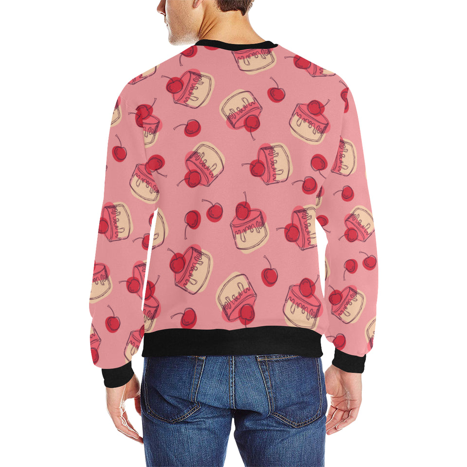 Cake cherry pattern Men's Crew Neck Sweatshirt