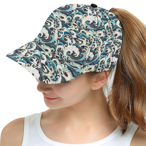 Japanese wave pattern All Over Print Snapback Cap