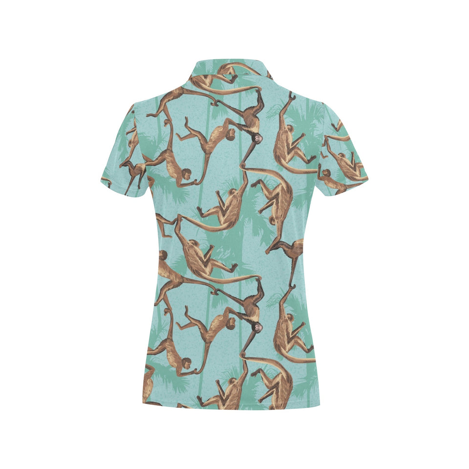 Monkey Palm tree background Women's All Over Print Polo Shirt