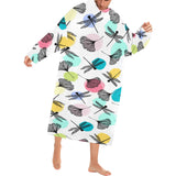 Dragonflies ginkgo leaves pattern Blanket Robe with Sleeves
