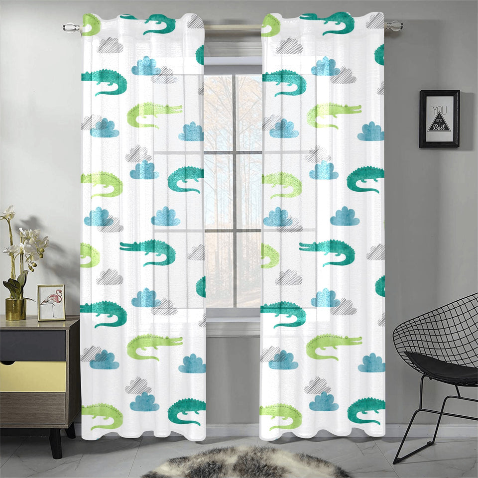 watercolor crocodile pattern Gauze Curtain