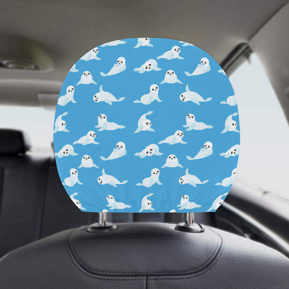 Cute sea lion seal pattern background Car Headrest Cover
