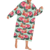 Beautiful flamingo tropical palm leaves hibiscus p Blanket Robe with Sleeves
