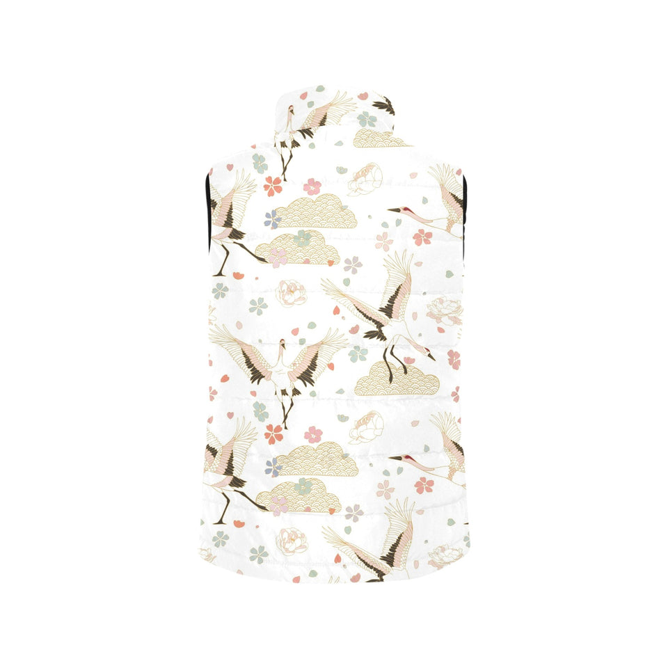 Beautiful Japanese cranes pattern Men's Padded Vest