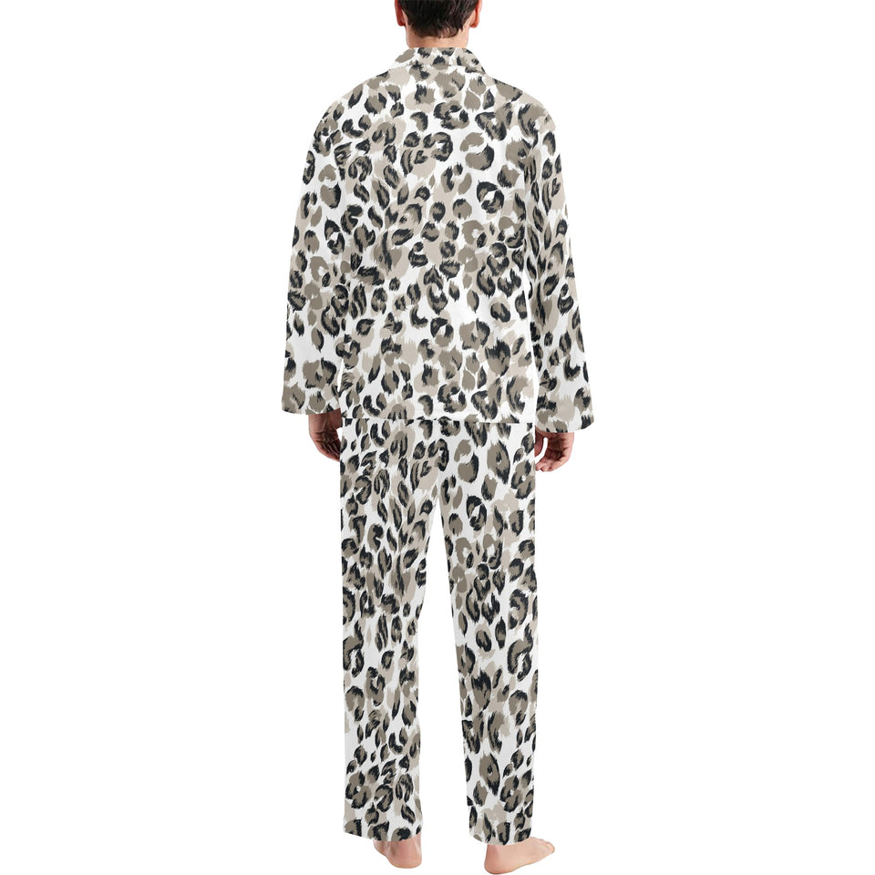 Leopard skin print pattern Men's Long Pajama Set