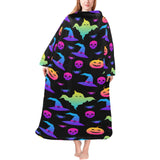 Colorful halloween background Blanket Robe with Sleeves