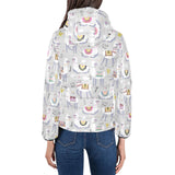 Cute Llama Alpaca pattern Women's Padded Hooded Jacket