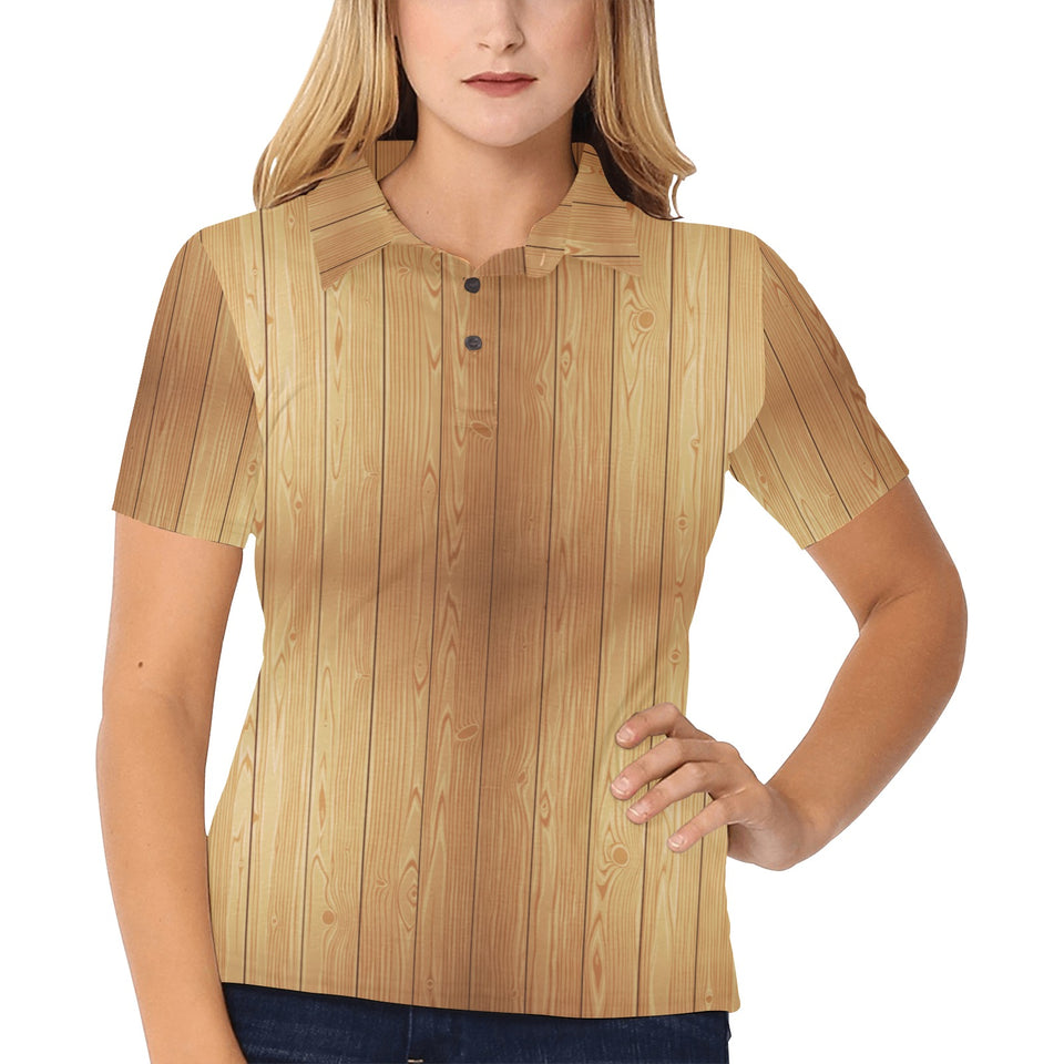 Wood Printed Pattern Print Design 05 Women's All Over Print Polo Shirt