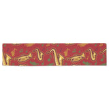Saxophone cornet pattern red background Table Runner