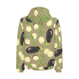 Eggplant Pattern Print Design 02 Men's Padded Hooded Jacket