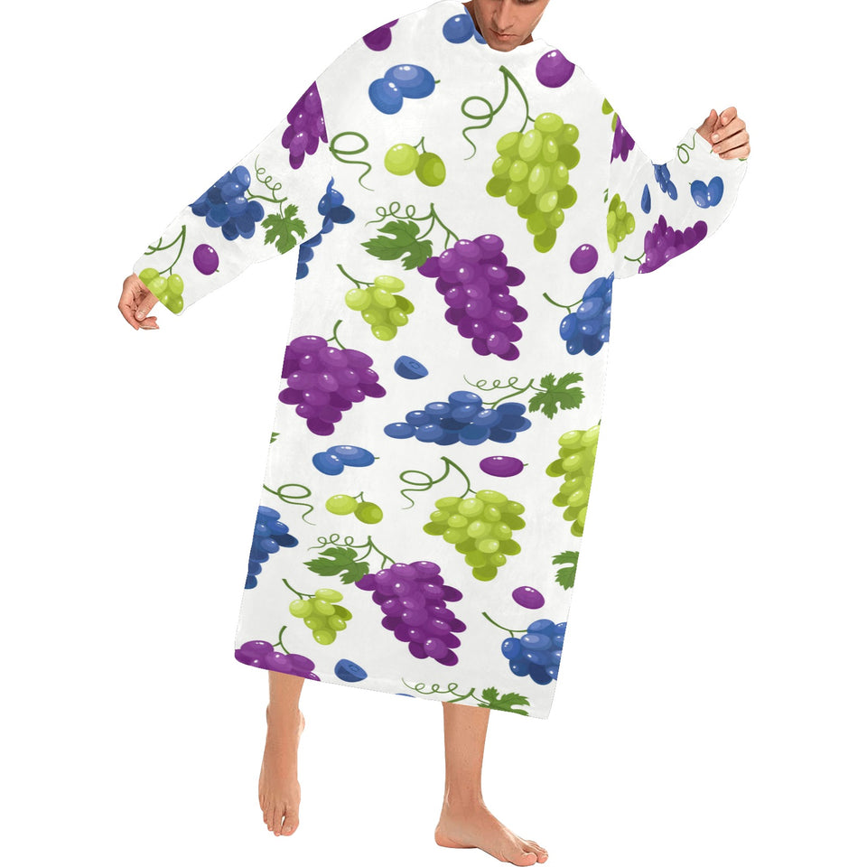 Grape pattern Blanket Robe with Sleeves