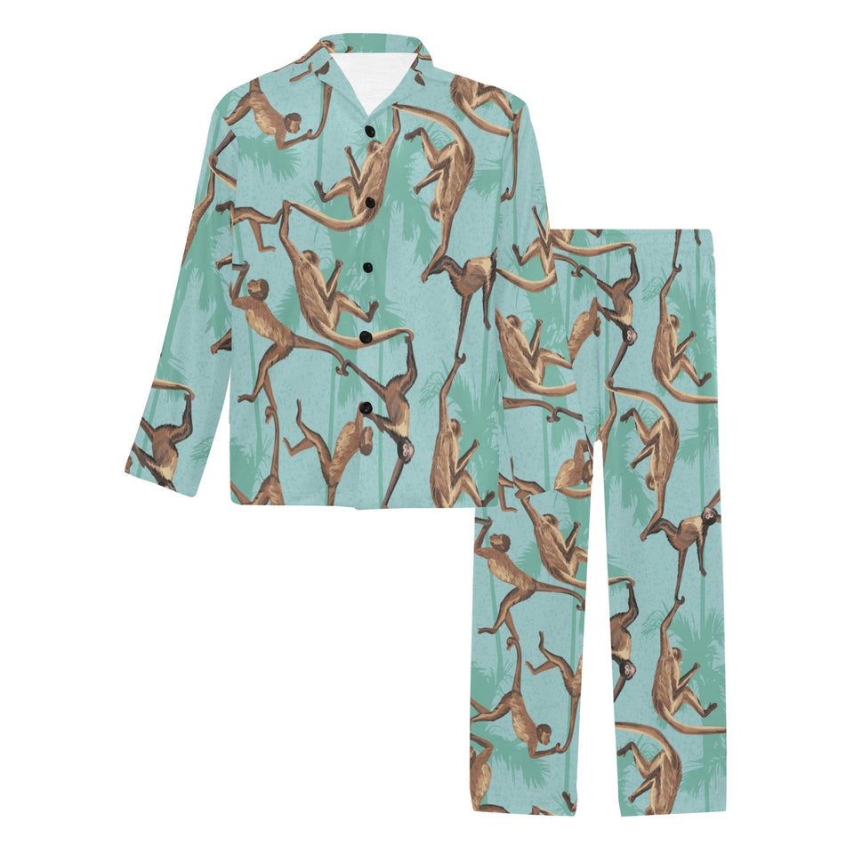 Monkey Palm tree background Men's Long Pajama Set