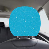 Airplane destinations blue background Car Headrest Cover