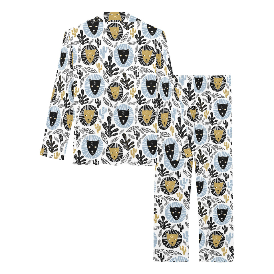Lion Pattern Print Design 05 Women's Long Pajama Set