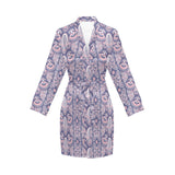 Indian Batik Style pattern Women's Long Sleeve Belted Night Robe