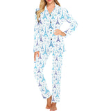 Blue Eiffel Tower Theme Pattern Print Design 01 Women's Long Pajama Set