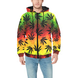 Canabis Marijuana Weed Pattern Print Design 03 Men's Padded Hooded Jacket