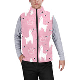Llama Alpaca pink background Men's Padded Vest