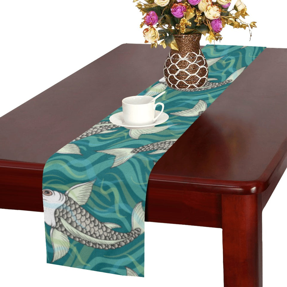 Koi Fish Carp Fish lotus pattern Table Runner