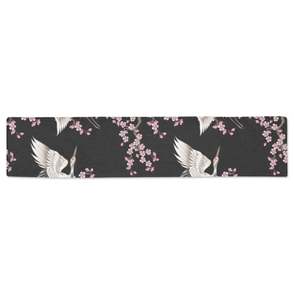 Japanese crane pink sakura pattern Table Runner