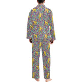 Cute yellow monkey leaves pattern Men's Long Pajama Set