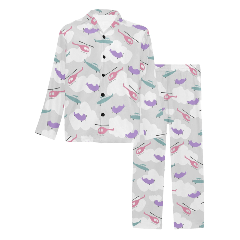 Helicopter plane pattern Men's Long Pajama Set