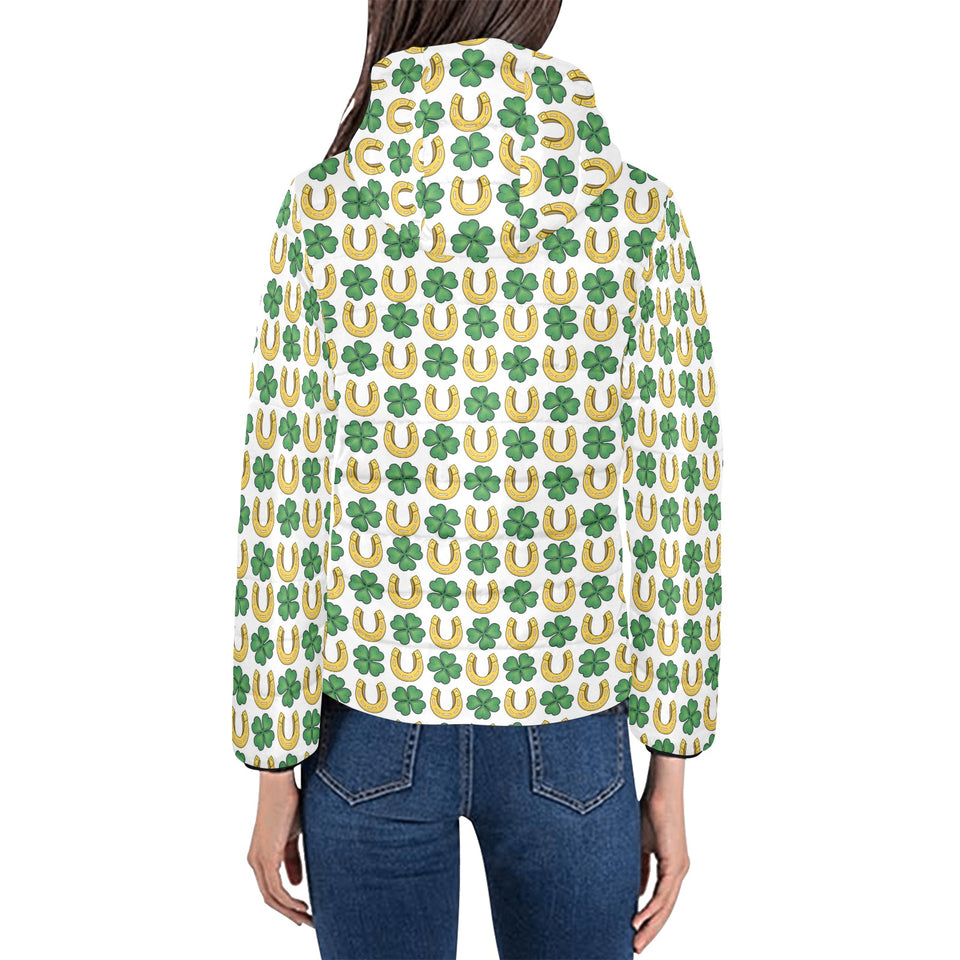 Horseshoes Pattern Print Design 04 Women's Padded Hooded Jacket