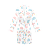 Cute rainbow clound pattern Women's Long Sleeve Belted Night Robe