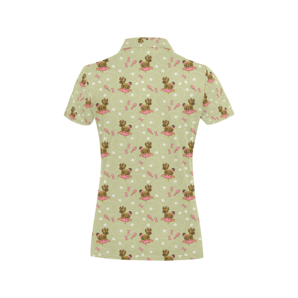 Yorkshire Terrier Pattern Print Design 01 Women's All Over Print Polo Shirt