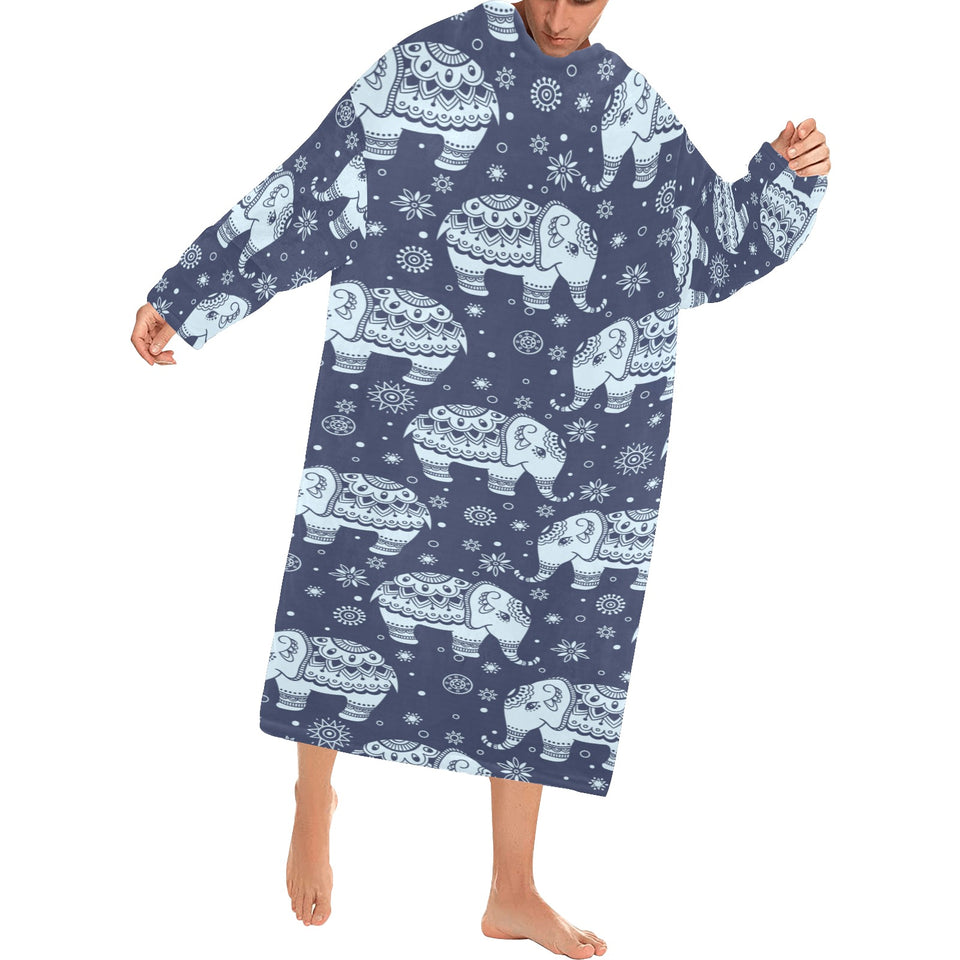 Elephant tribal design pattern Blanket Robe with Sleeves