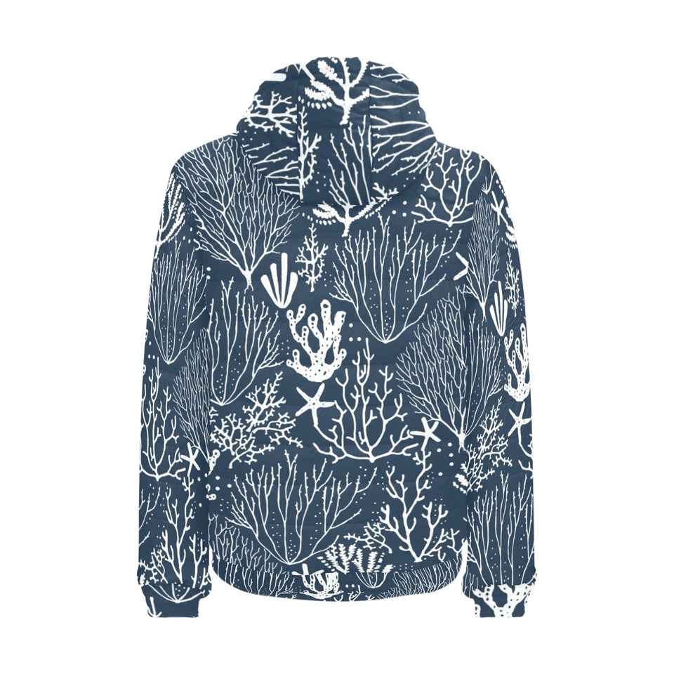 Coral Reef Pattern Print Design 05 Men's Padded Hooded Jacket