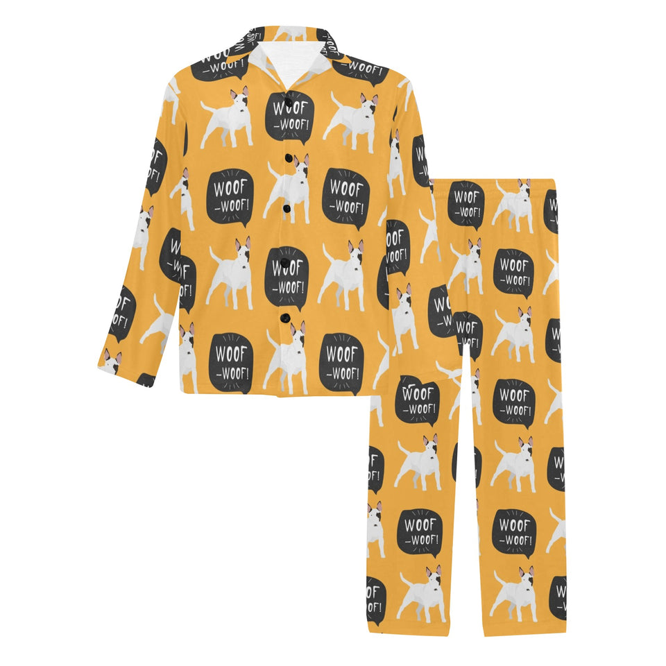 Bull Terrier Pattern Print Design 03 Men's Long Pajama Set