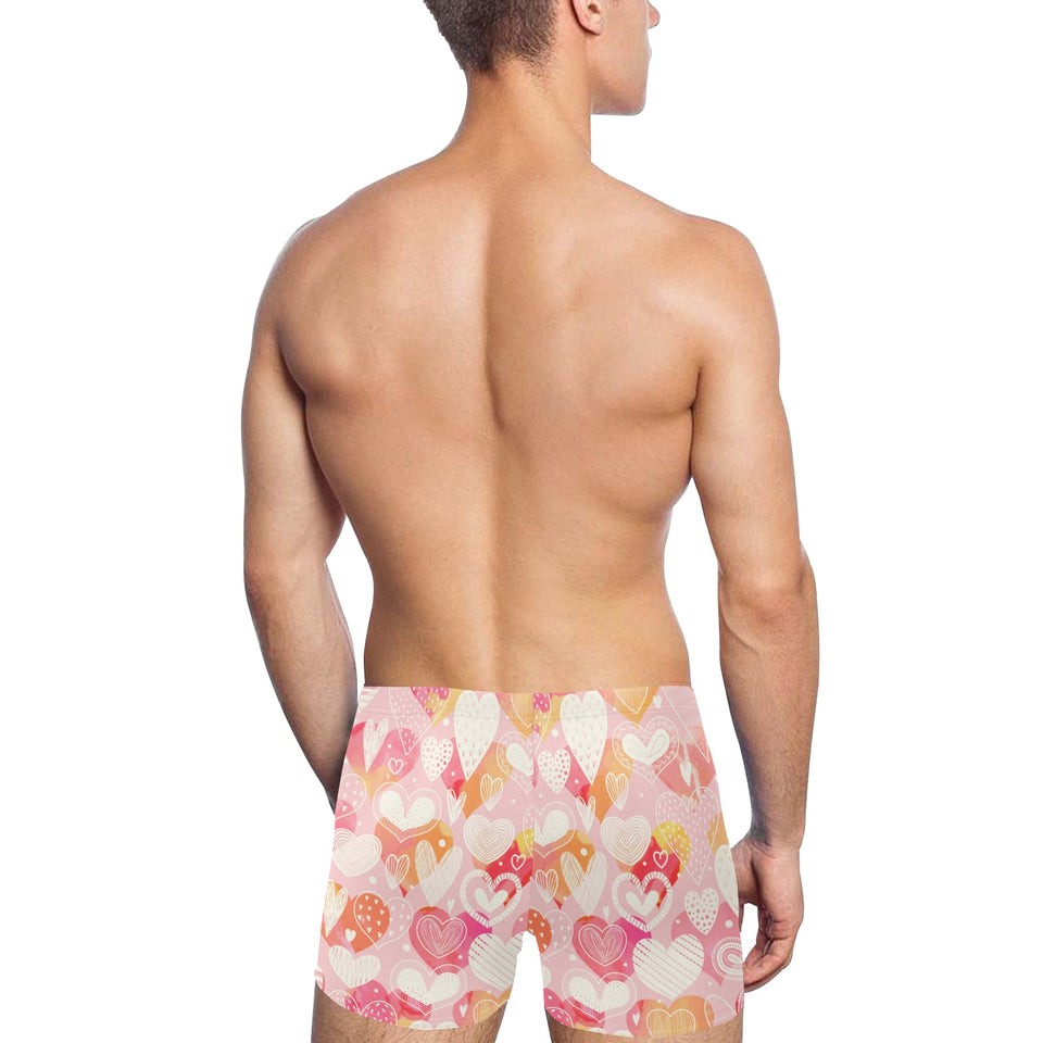 Hand drawn heart design pattern Men's Swimming Trunks