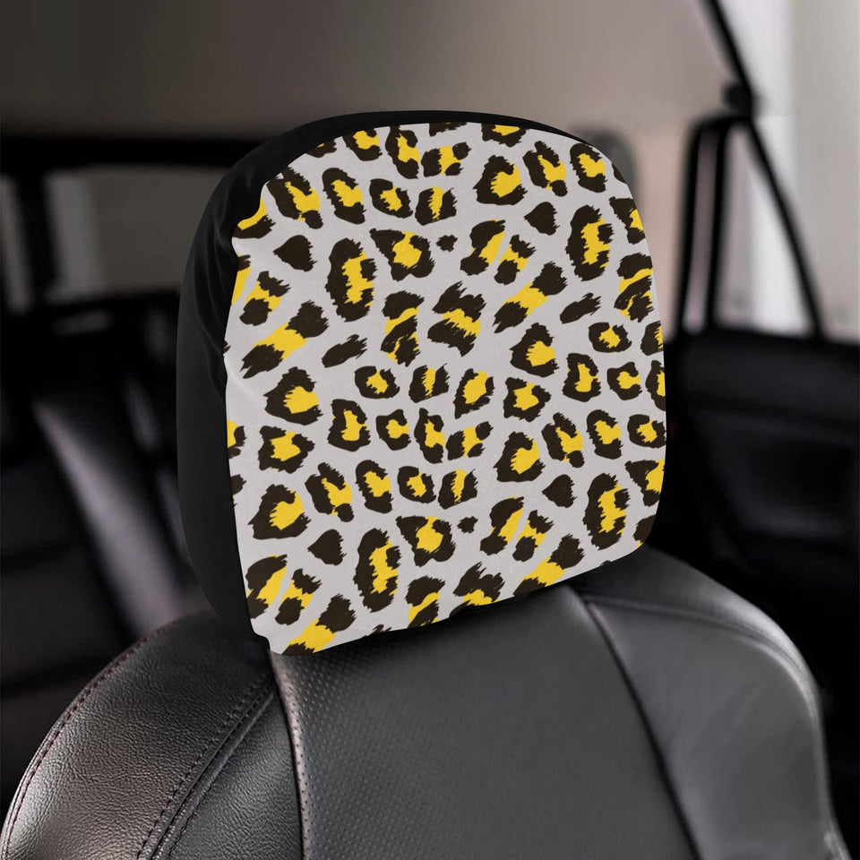 Gray Leopard print pattern Car Headrest Cover