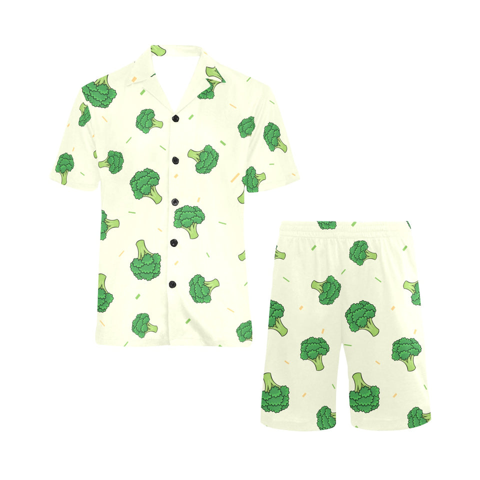 Broccoli pattern Men's V-Neck Short Pajama Set