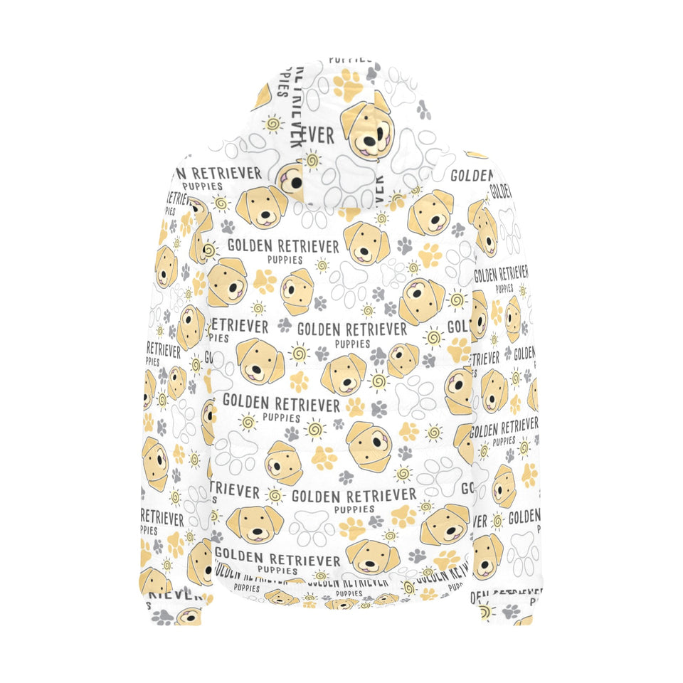 Golden Retriever Pattern Print Design 04 Men's Padded Hooded Jacket
