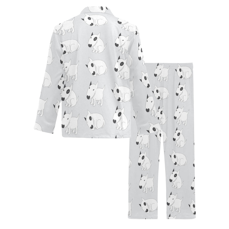 Bull Terrier Pattern Print Design 01 Men's Long Pajama Set