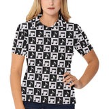 Music Notes Pattern Print Design 01 Women's All Over Print Polo Shirt