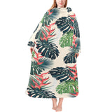 heliconia flowers, palm and monstera leaves Blanket Robe with Sleeves
