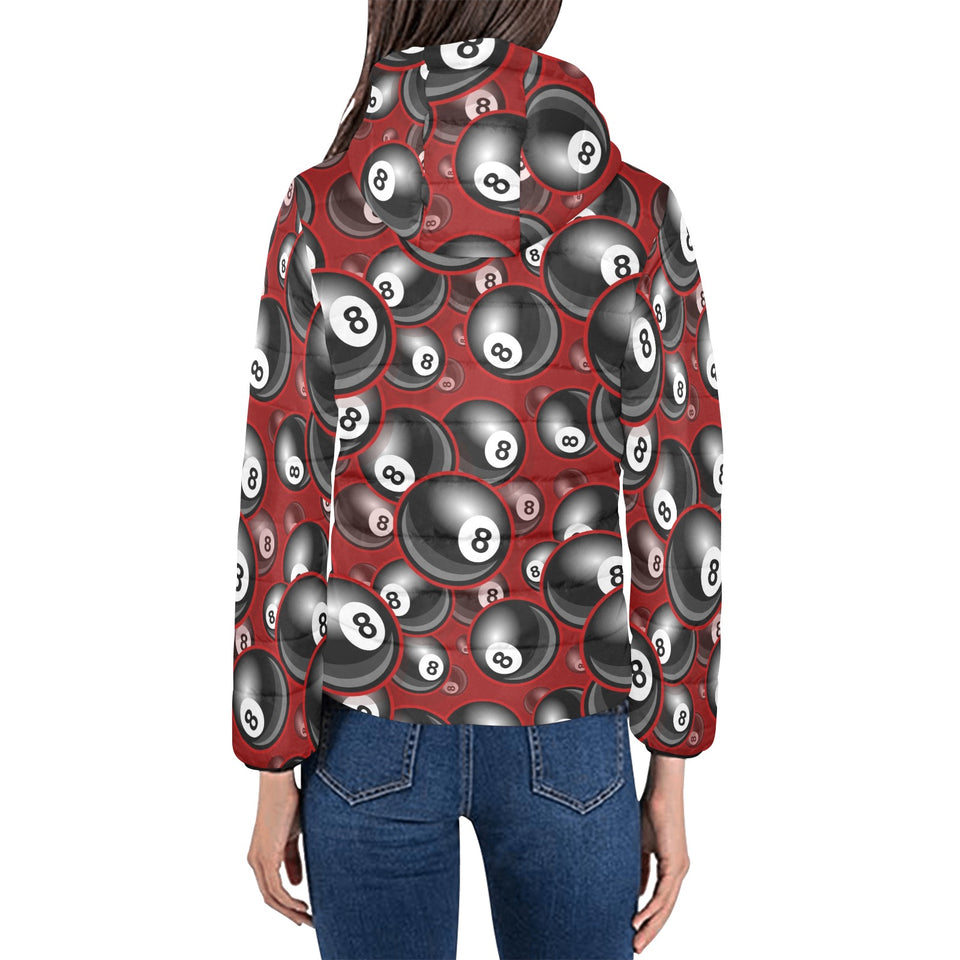 Billiard Ball Pattern Print Design 05 Women's Padded Hooded Jacket