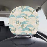Bonsai bamboo stork japanese pattern cream theme Car Headrest Cover